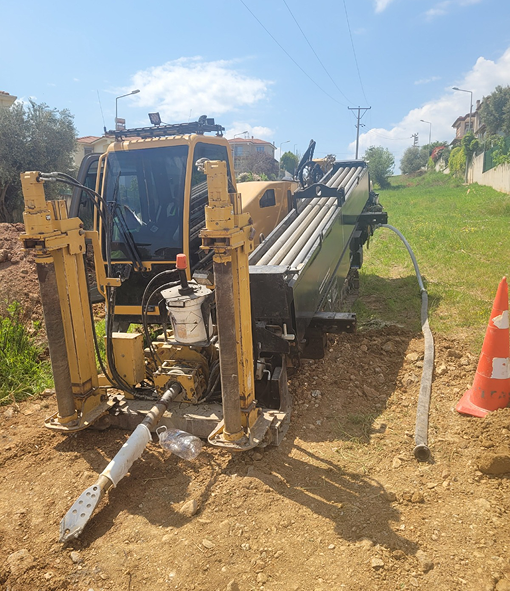 Yellow deilling machine working on